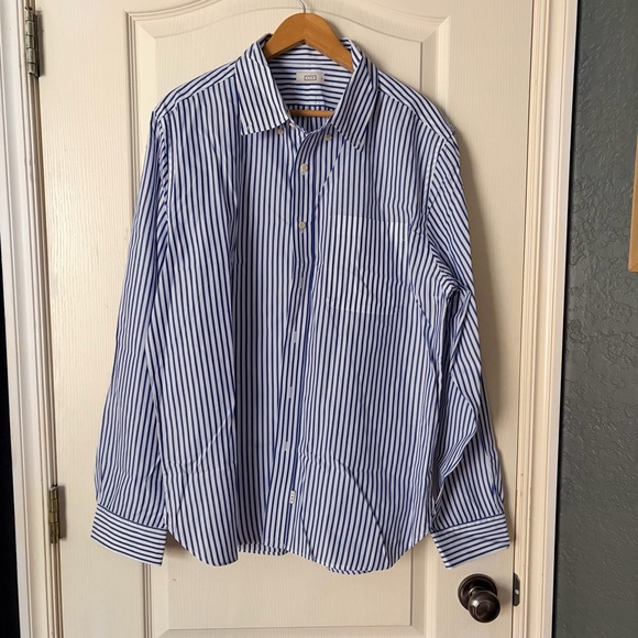 AYR women’s oversized blue and white striped button up, collar, cotton, XL - Picture 2 of 12